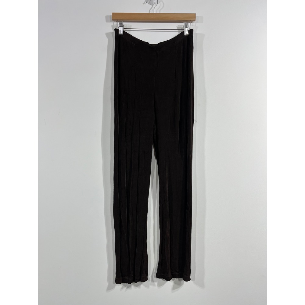 Chicos Travelers Brown Straight Leg Ribbed Womens 1 Office Career Minimalist